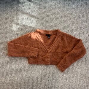 Cropped fuzzy Cardigan Sweater